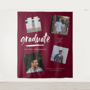 Personalised Photo Graduation Tapestry   Burgundy