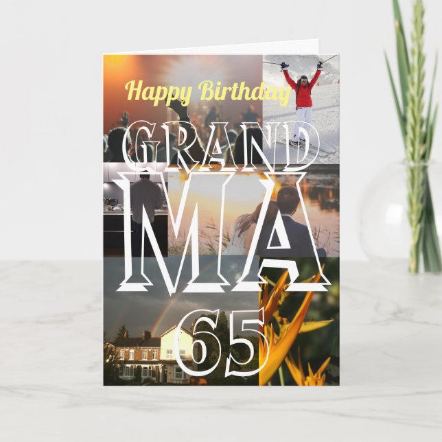 Personalised Photo Grandma 65th Birthday Card (Front)