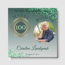 Personalised Photo Green Glitter, 100th Birthday