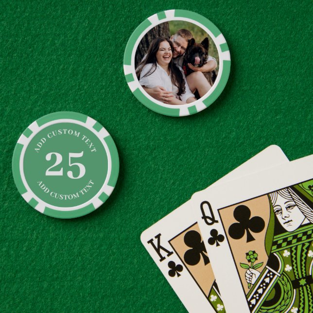 Personalised Photo Green Numbered 25 Value Game Poker Chips (Poker Table (Double))