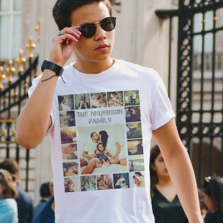 Personalised photo grid and custom text T-Shirt