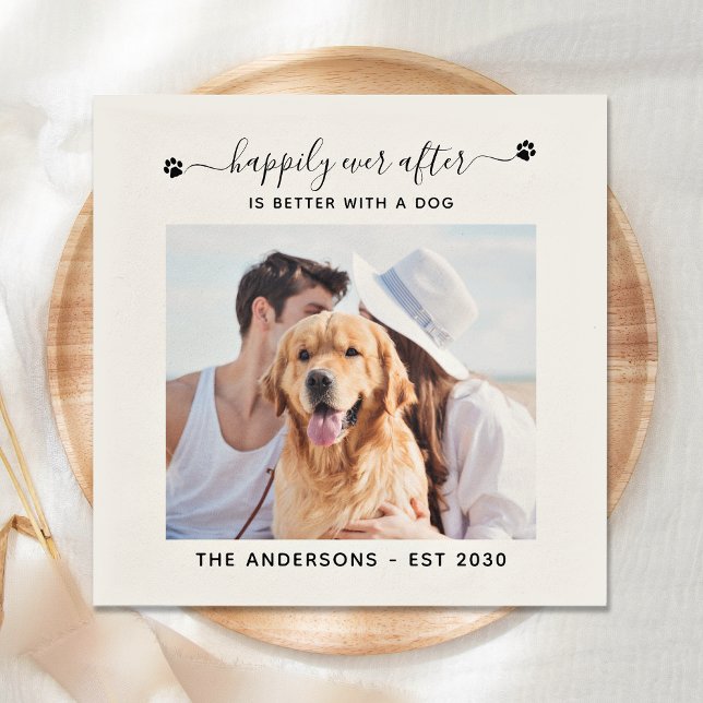 Personalised Photo Happily Ever After Wedding Napkin (Creator Uploaded)