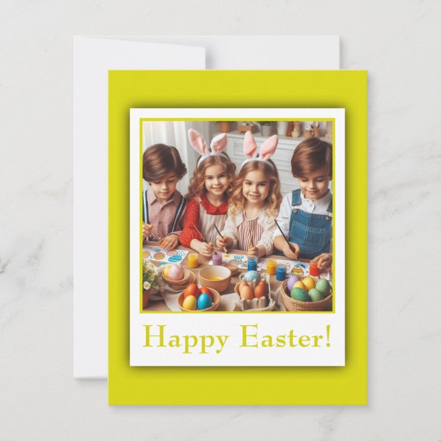 Personalised Photo Happy Easter Citrine Elegant Holiday Card (Front)