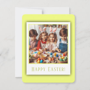 Personalised Photo Happy Easter Yellow Elegant Holiday Card