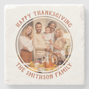 Personalised Photo Happy Thanksgiving Family Favou Stone Coaster