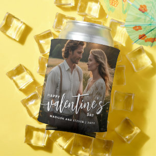 Personalised Photo Happy Valentine's Day Elegant Can Cooler