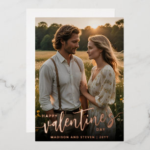 Personalised Photo Happy Valentine's Day Elegant Foil Holiday Card