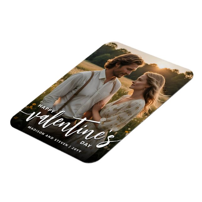 Personalised Photo Happy Valentine's Day Elegant Magnet (Left Side)