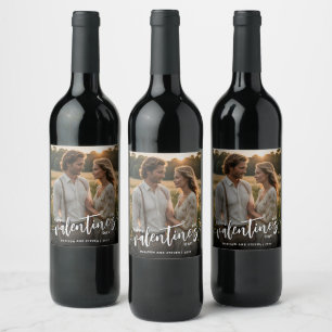 Personalised Photo Happy Valentine's Day Elegant Wine Label
