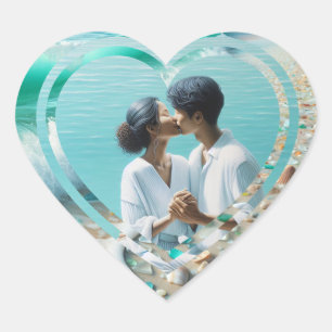 Personalised Photo Heart Beachy Heart Sticker