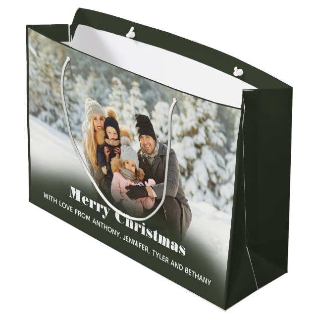 Personalised Photo Holiday or Christmas Large Gift Bag (Back Angled)