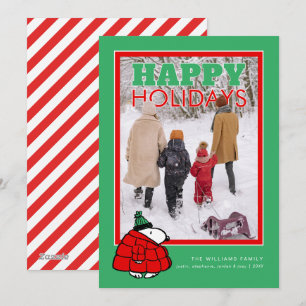 Personalised Photo Holiday Snoopy Puffer Jacket Card