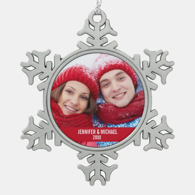 Personalised Photo Holiday Snowflake Ornament R (Front)