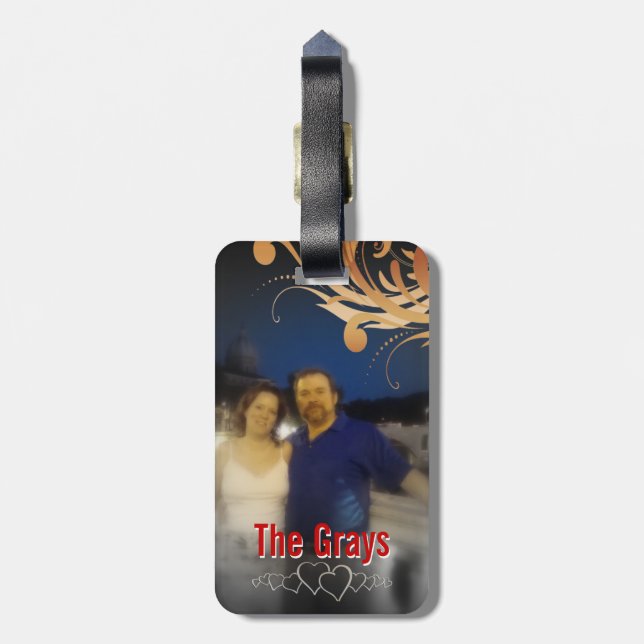 Personalised Photo | Honeymoon Cruise Monogram Luggage Tag (Back Vertical)