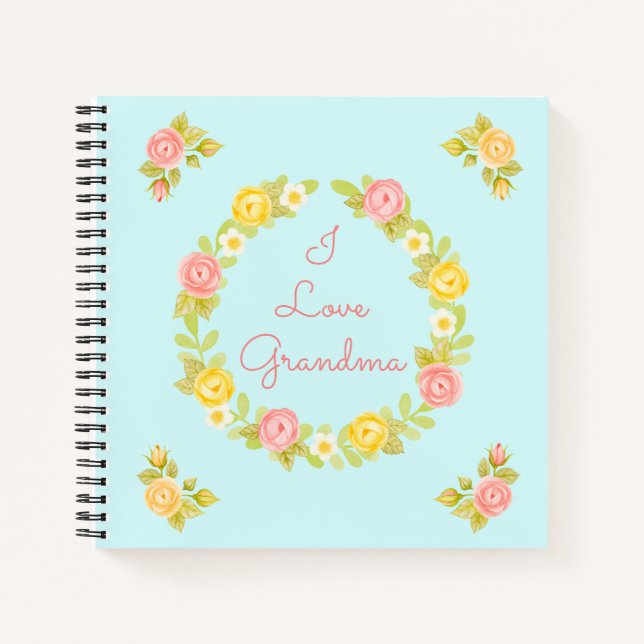 Personalised Photo I Love Grandma Sketchbook Notebook (Front)