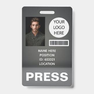 Personalised Photo ID Logo Journalist Press Pass Badge