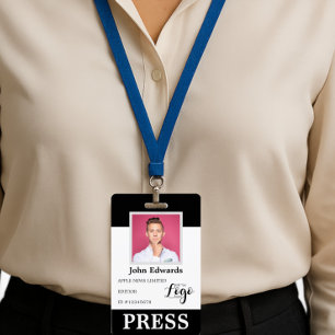 Personalised Photo ID & Logo Journalist Press Pass ID Badge