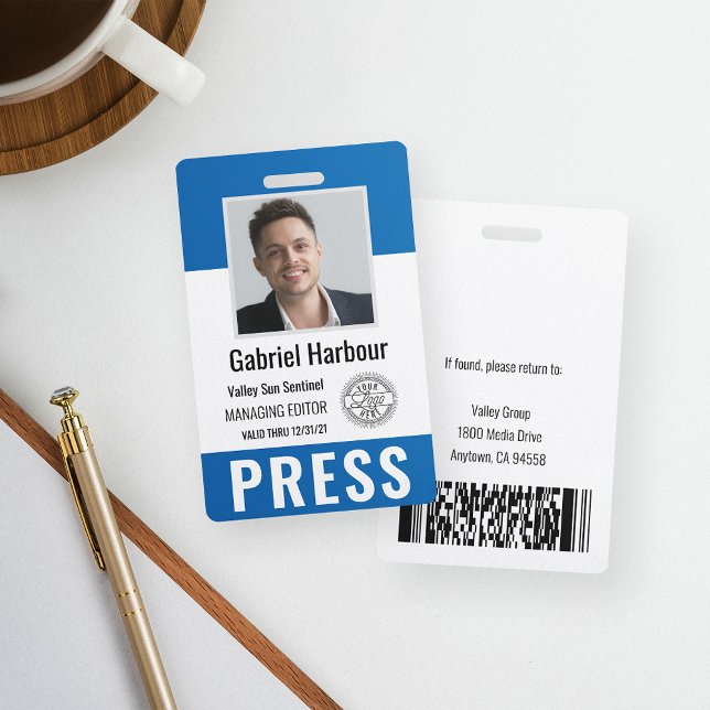 Personalised Photo ID & Logo Journalist Press Pass ID Badge (Creator Uploaded)