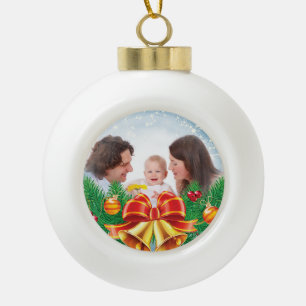 Personalised photo image Christmas holiday photo Ceramic Ball Christmas Ornament