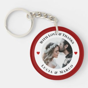 Personalised Photo in White Circle with Red Heart Key Ring