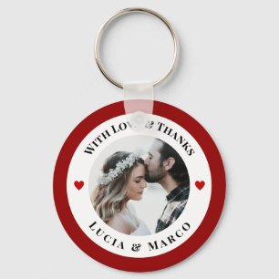 Personalised Photo in White Circle with Red Heart Key Ring