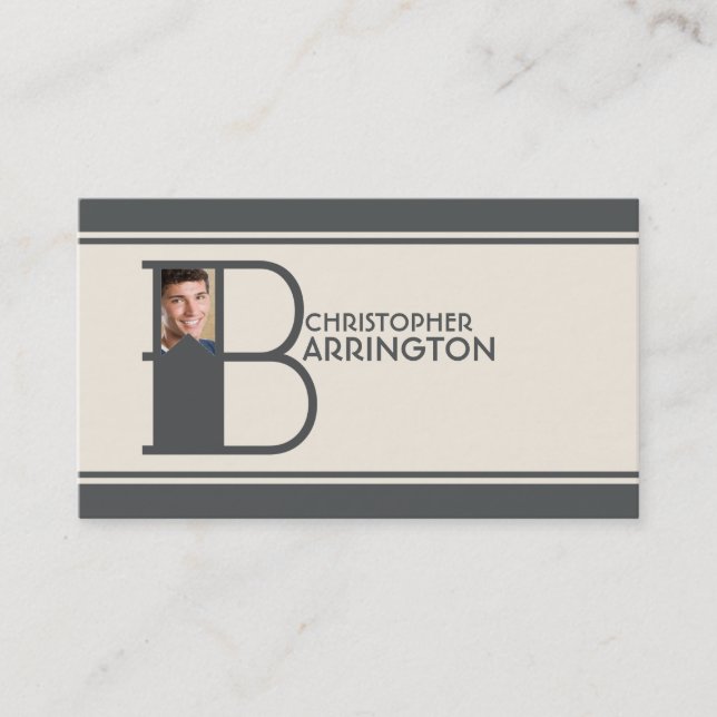 Personalised Photo Initial Letter B Monogram Business Card (Front)