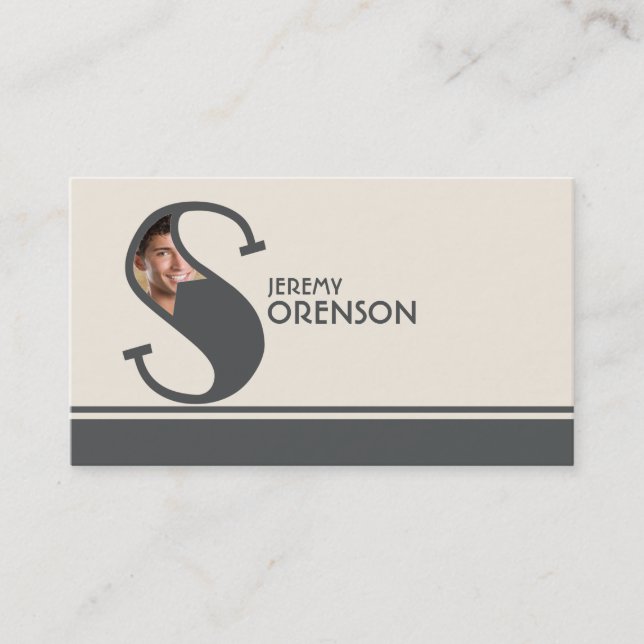 Personalised Photo Initial Letter S Monogram Business Card (Front)