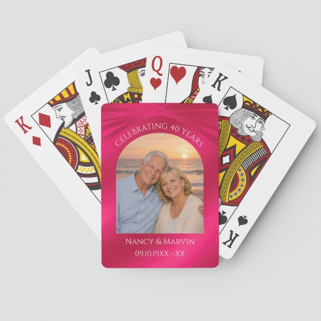 Personalised Photo Keepsake 40th Anniversary Gift Playing Cards (Back)