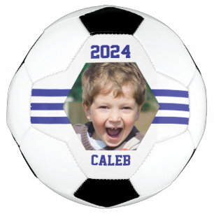 Personalised Photo Keepsake Royal Blue Stripes Football