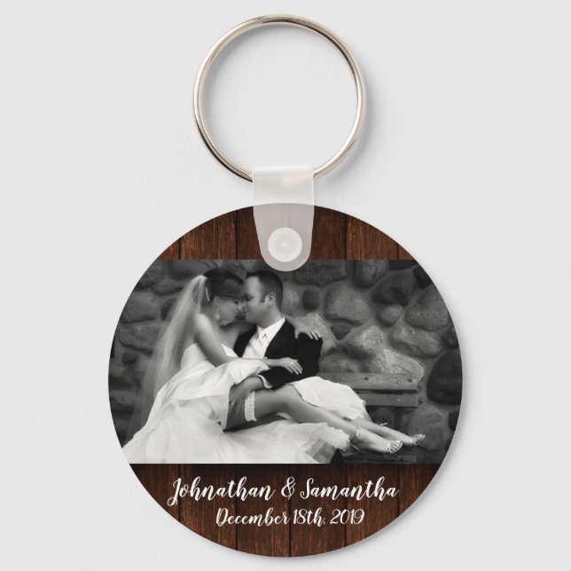 Personalised Photo Key Chain Barn Wood Country Rus (Front)