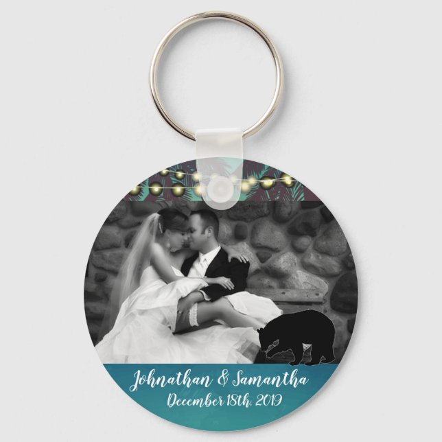 Personalised Photo Key Chain Beach Sunset Palm Tre (Front)