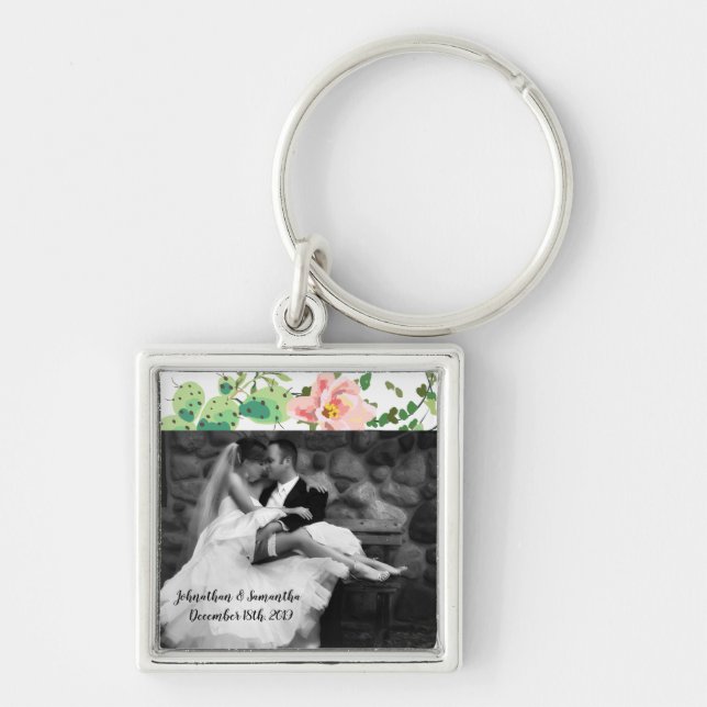 Personalised Photo Key Chain Bohemian Cactus Succu (Front)