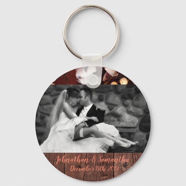 Personalised Photo Key Chain Cotton Branch on Dark (Front)
