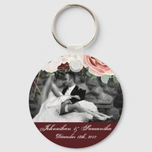 Personalised Photo Key Chain Geometric Garden Wine