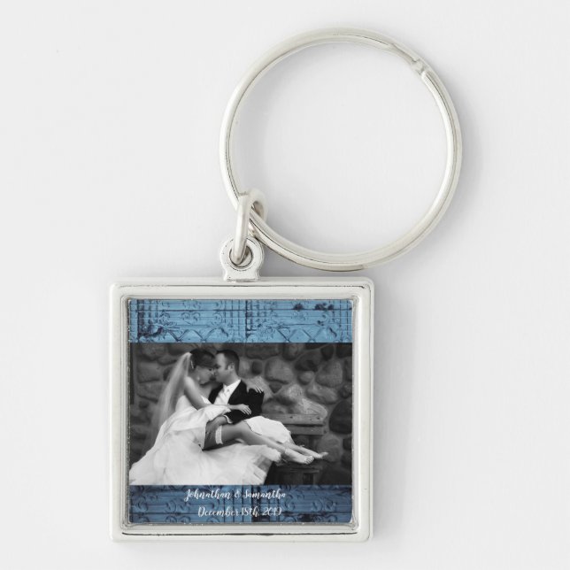Personalised Photo Key Chain Rustic Tin Panel Ceil (Front)