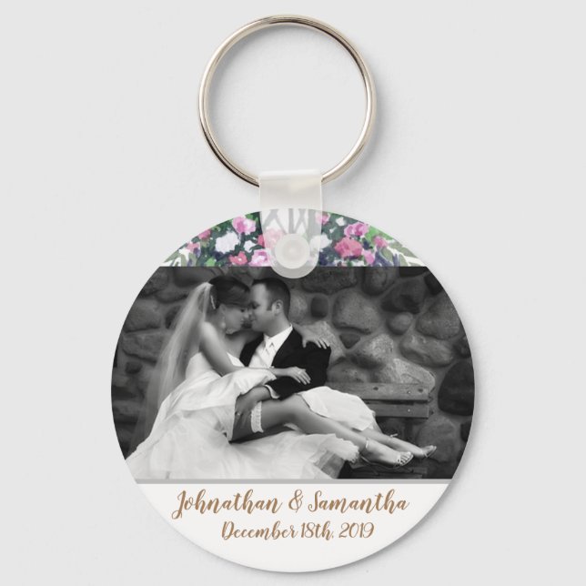 Personalised Photo Key Chain Summer Country Weddin (Front)