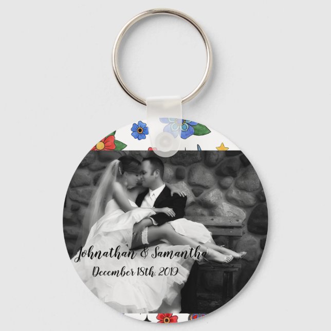 Personalised Photo Key Chain Traditional Bird Tatt (Front)
