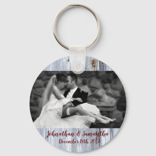 Personalised Photo Key Chain White Wash Wood Barn