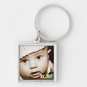 Personalised Photo Keychain "Baby" in Rainbow