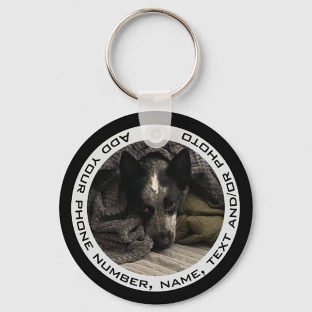 Personalised Photo Keychain with Text HAMbyWG - (Front)
