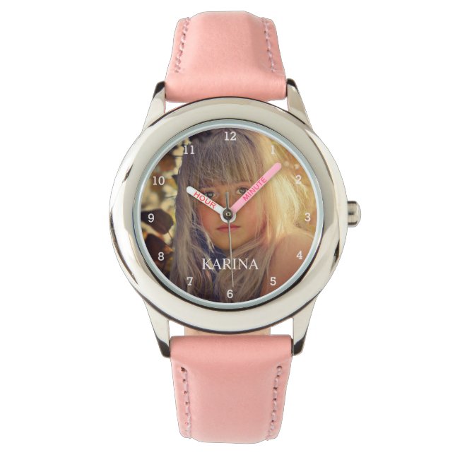 Personalised Photo Kids Family Name Girls Watch (Front)