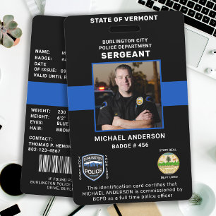 Personalised Photo Law Enforcement Police ID Card Badge