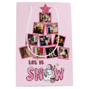 Personalised Photo Let it Snow Holiday Medium Gift Bag