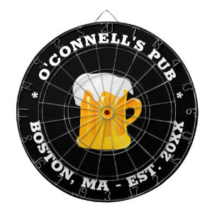 Personalised photo logo name est date sign black dartboard