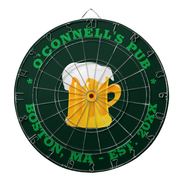 Personalised photo logo name est date text green dartboard (Front)