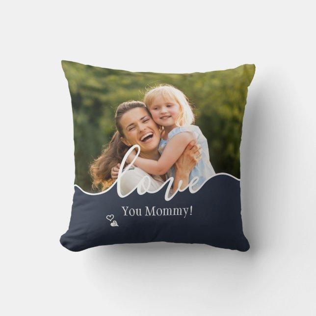 Personalised Photo Love Mum Modern Throw Pillow (Front)