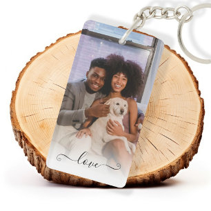Personalised Photo Love Text Key Ring