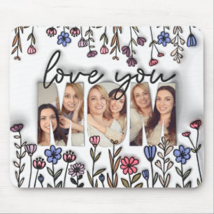 Personalised Photo Love You Mum Wildflowers Mouse Mat