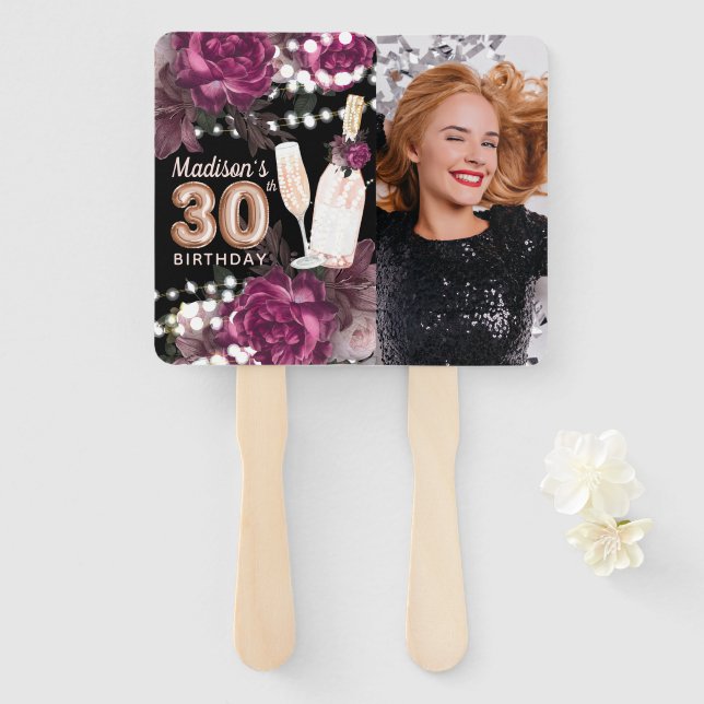 Personalised Photo Luxury 30th Birthday Hand Fan (Front and Back)