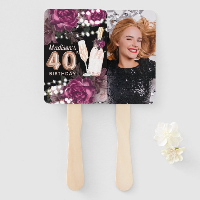 Personalised Photo Luxury 40th Birthday Hand Fan (Front and Back)